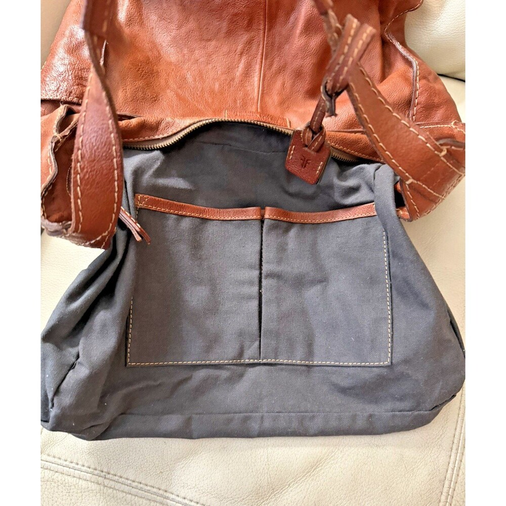 Frye Artisan Leather Hobo Bag Rustic Western Distressed Boho Whiskey NWT - Picture 9 of 16